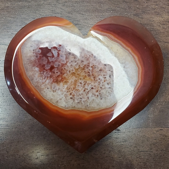 Carnelian Crystal Heart With Druzy - Picture 9 of 12